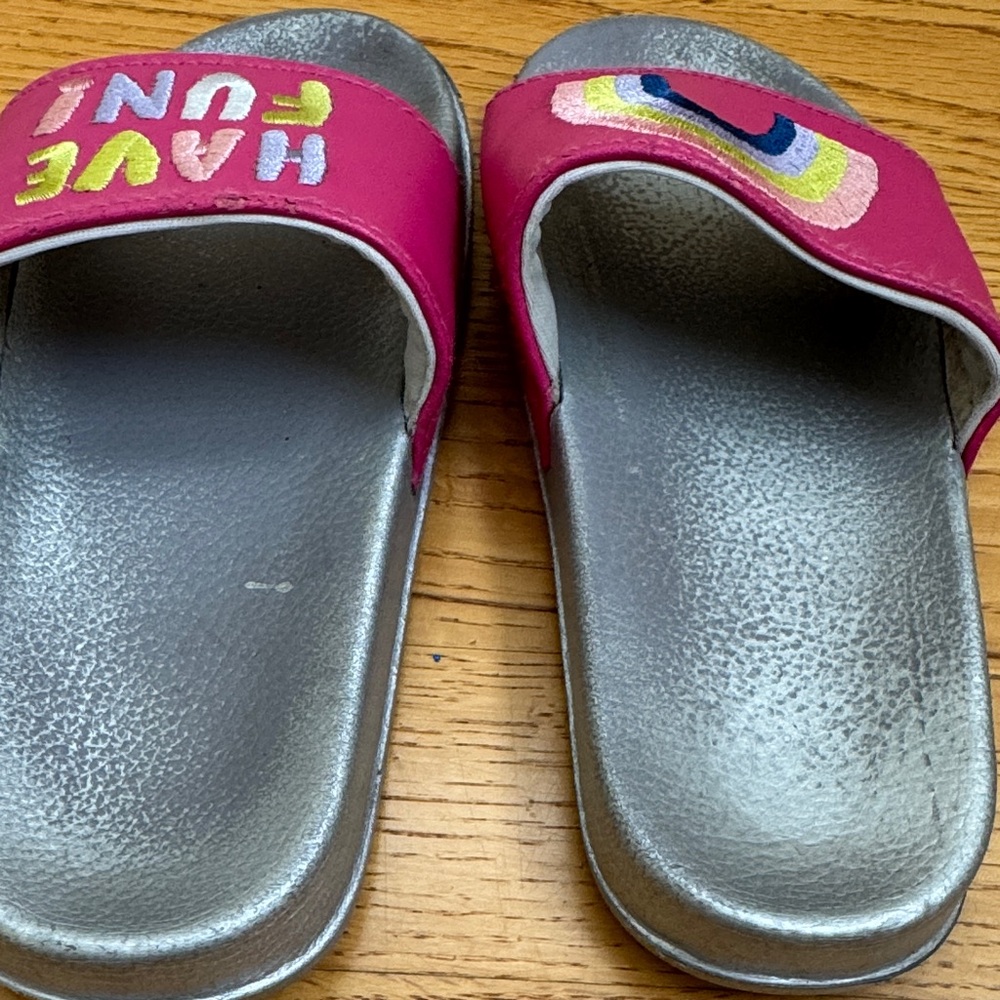 Hatley Pink and Silver Kids Slide Sandals - Picture 5 of 7